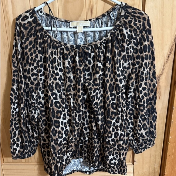 Michael Kors Black and Brown Leopard Print Blouse - Picture 1 of 4